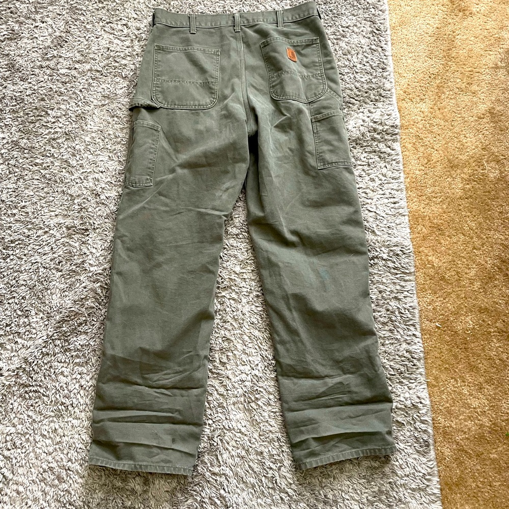 Carhartt b11 moss green pants mens 34 x 34 Sage carpenter work wide straight leg